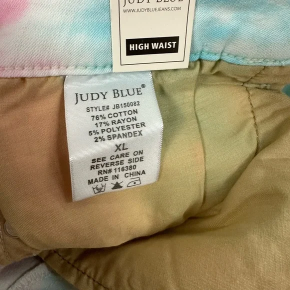 NWT Judy Blue Shorts Tie Dye Swirl Stretch Denim High Waist - Picture 9 of 10